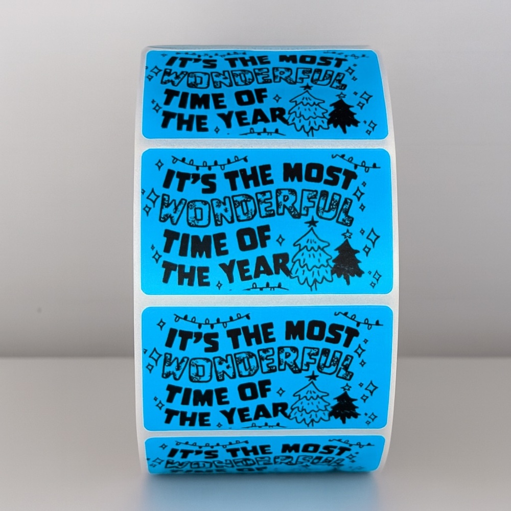 Wonderful Time of Year Stickers | Green Holiday Christmas Packaging Labels - Picture 3 of 11